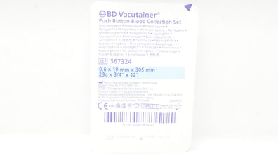 BD 367324 Vacutainer Push Button Blood Collection Set 23G x 3/4inch x 12inch
